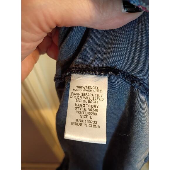 Umgee Dress Blue Embroidered Flared Sleeves Sz L On Or Off Shoulder Boho Fairy - Picture 11 of 11